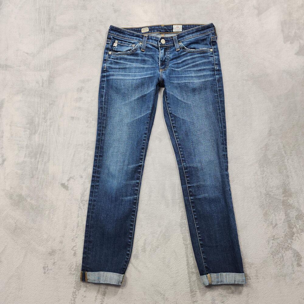 AG Adriano Goldschmied Jeans Womens 26R Blue Low Rise Stilt Roll Up Distressed